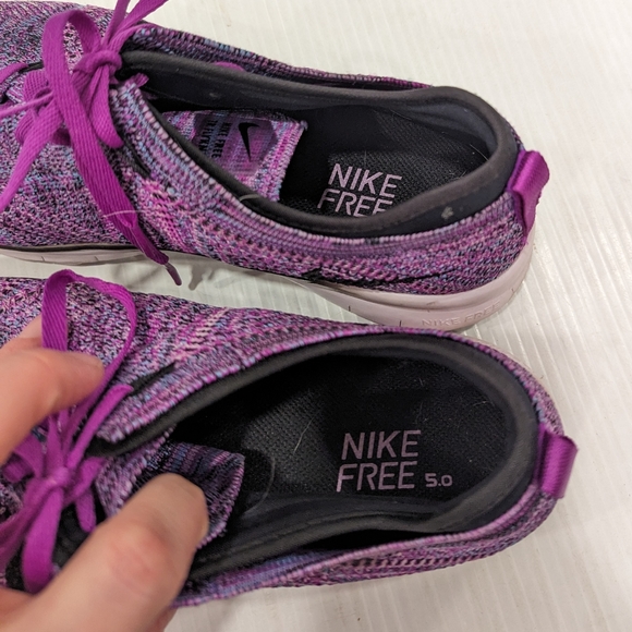 NIKE Free 5.0 Flyknit purple knit running shoes - Picture 12 of 13